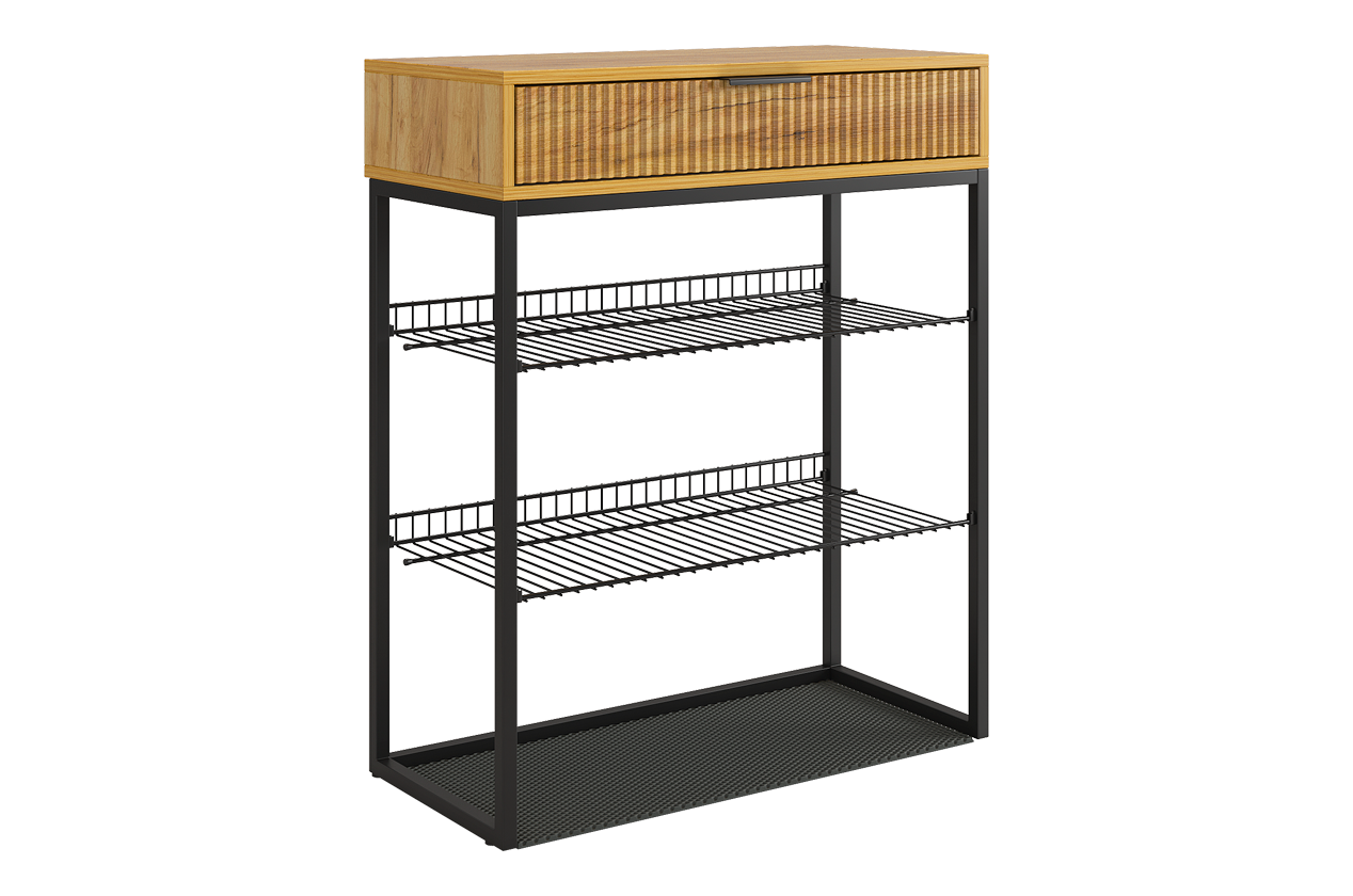 Обувница Вельвет (дуб крафт золотой/акация светлая/черный муар)