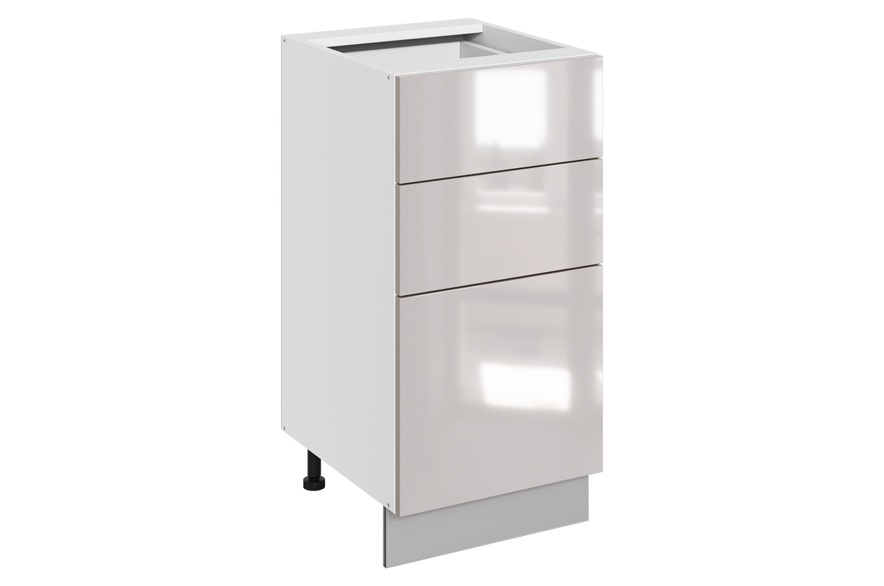 Кристи Шкаф рабочий L400 Старт (3ящ.) (эмаль) (белый/дымчатый глянец)