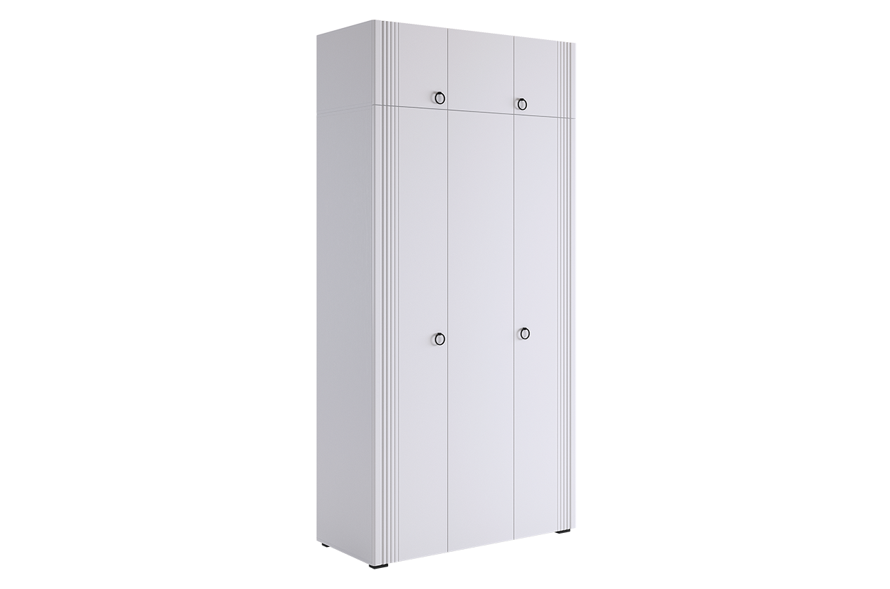 Шкаф трехдверный "Ева К3" (белое дерево/белый матовый)