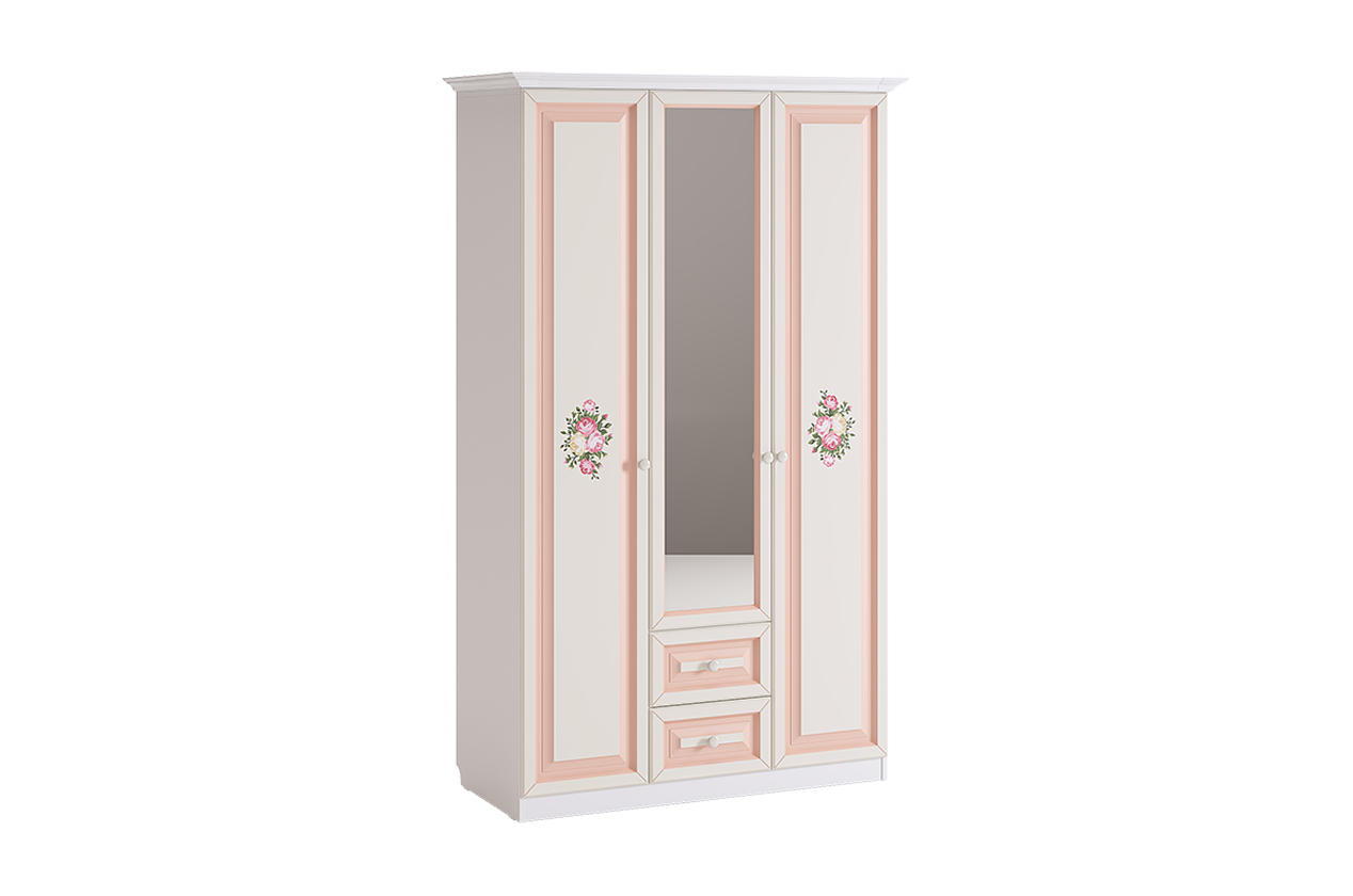 Алиса Шкаф 3-створчатый с ящиками (белый/крем)