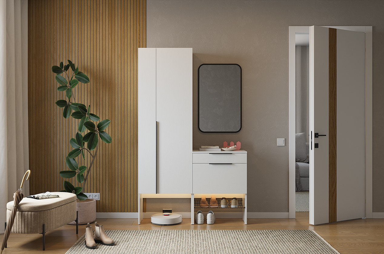 Прихожая "Баско К8" (белое дерево/черный)