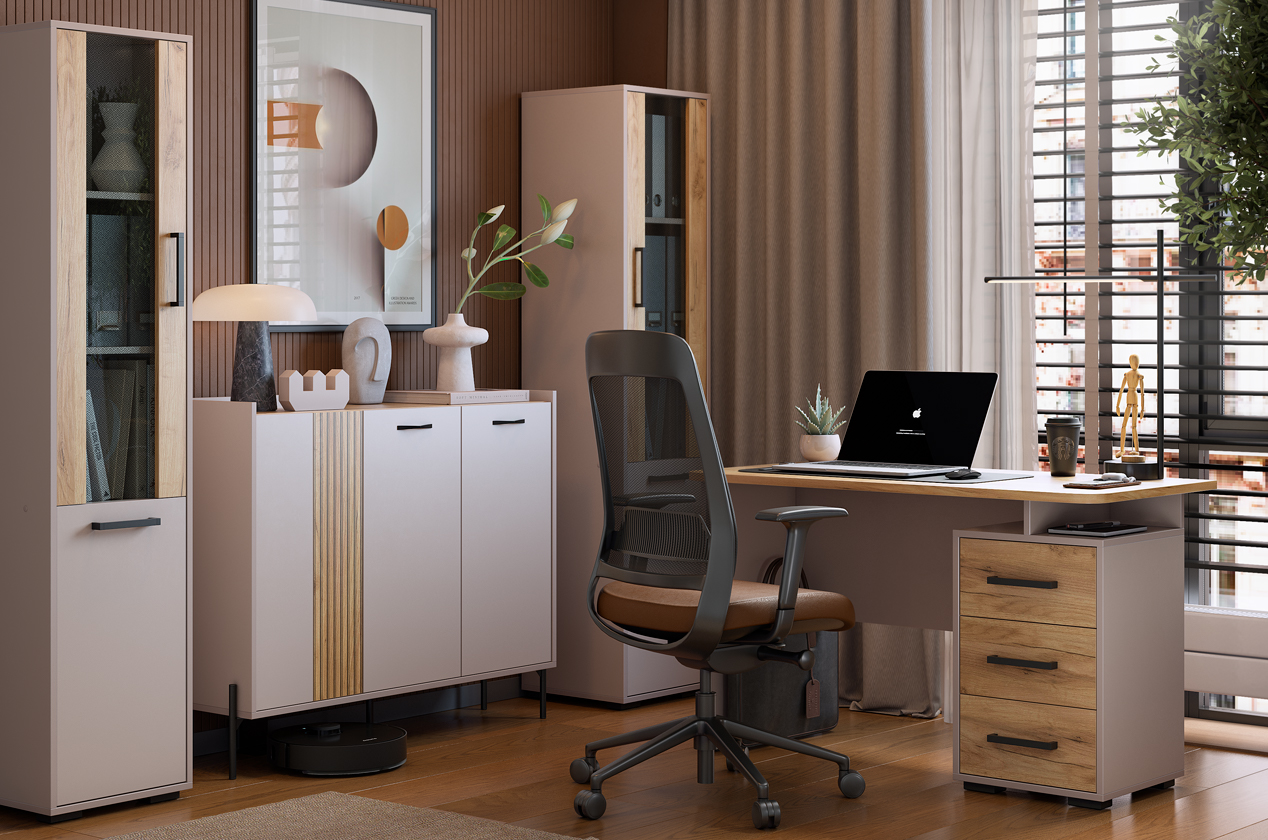 Домашний офис "Мебельсон К4" (кашемир/дуб крафт золотой)