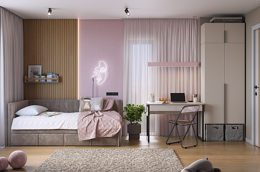 Набор детской мебели "Баско К2" (кашемир/черный муар/латте (велюр))