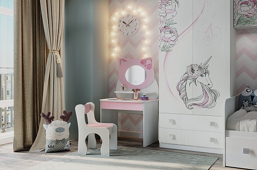 Набор детский Котенок (белый рамух/розовый)