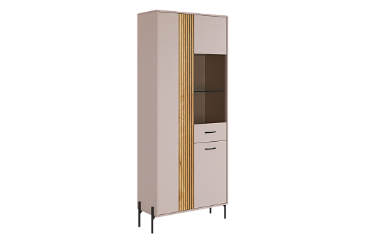 Доминика Шкаф двухдверный (со стеклом) (кашемир/дуб крафт золотой)