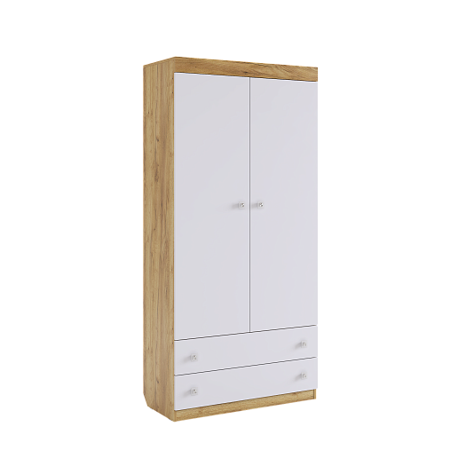 Форсаж Шкаф комбинированный (с ящ. 2-створчатый) (дуб крафт золотой/белый)