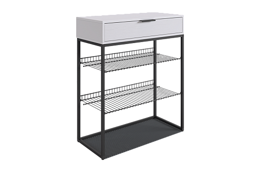 Обувница Краш (черный муар/белое дерево)