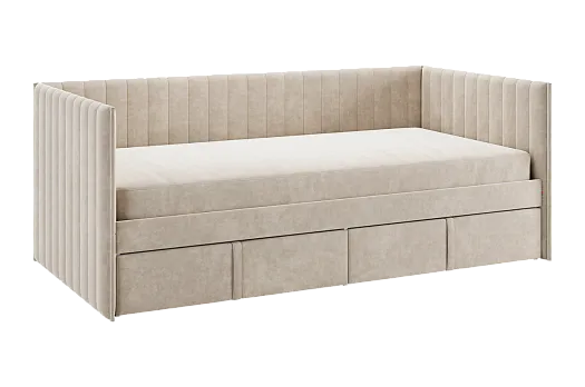 Кровать с ящиками Твикс (Софа) 90х200 см (капучино (велюр))