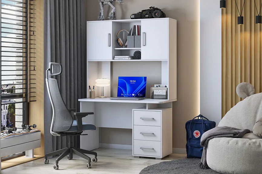 Стол компьютерный Лайт К5 (белый/белый)