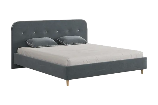 Кровать с основанием Лео 180х200 см (графит (велюр)/галька (велюр))