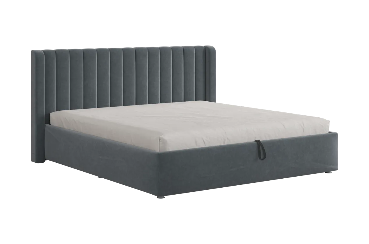 Кровать с подъемным механизмом Ева 180х200 см (графит (велюр))