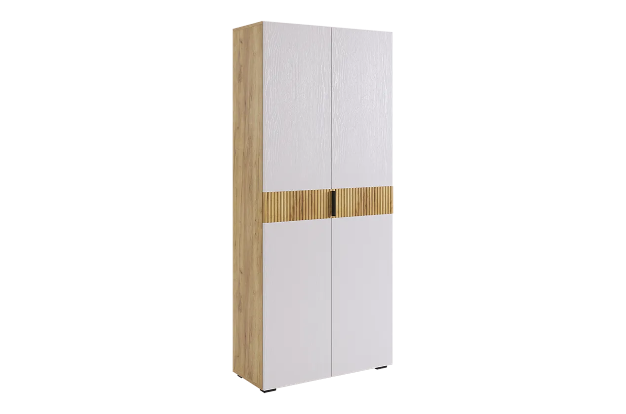 Бери Шкаф двухдверный (дуб крафт золотой/белое дерево)